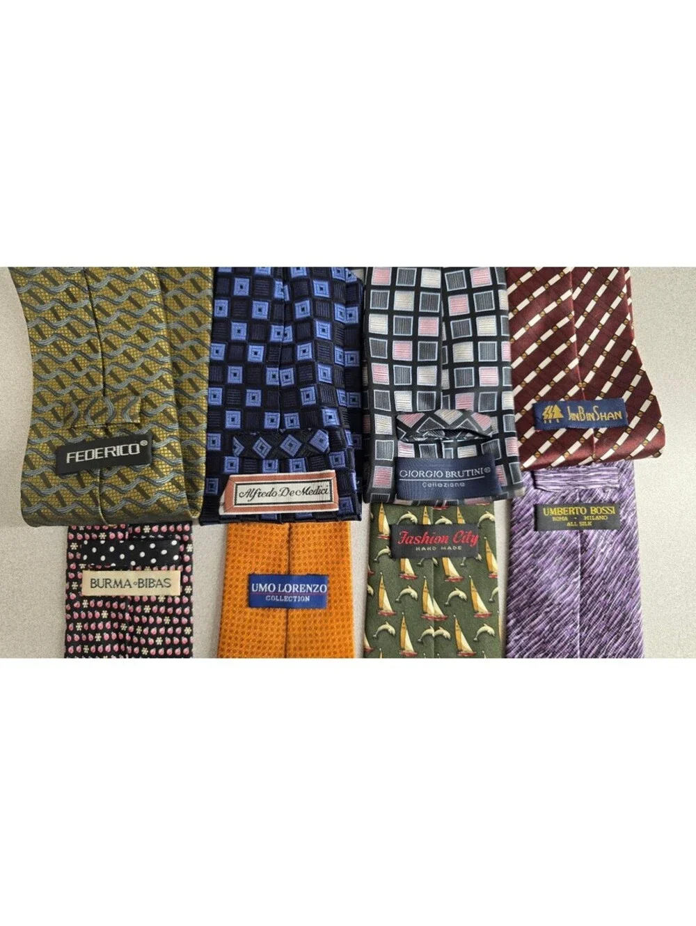Lot of 8 Men's Designer Ties Silk Vintage Mixed Brands